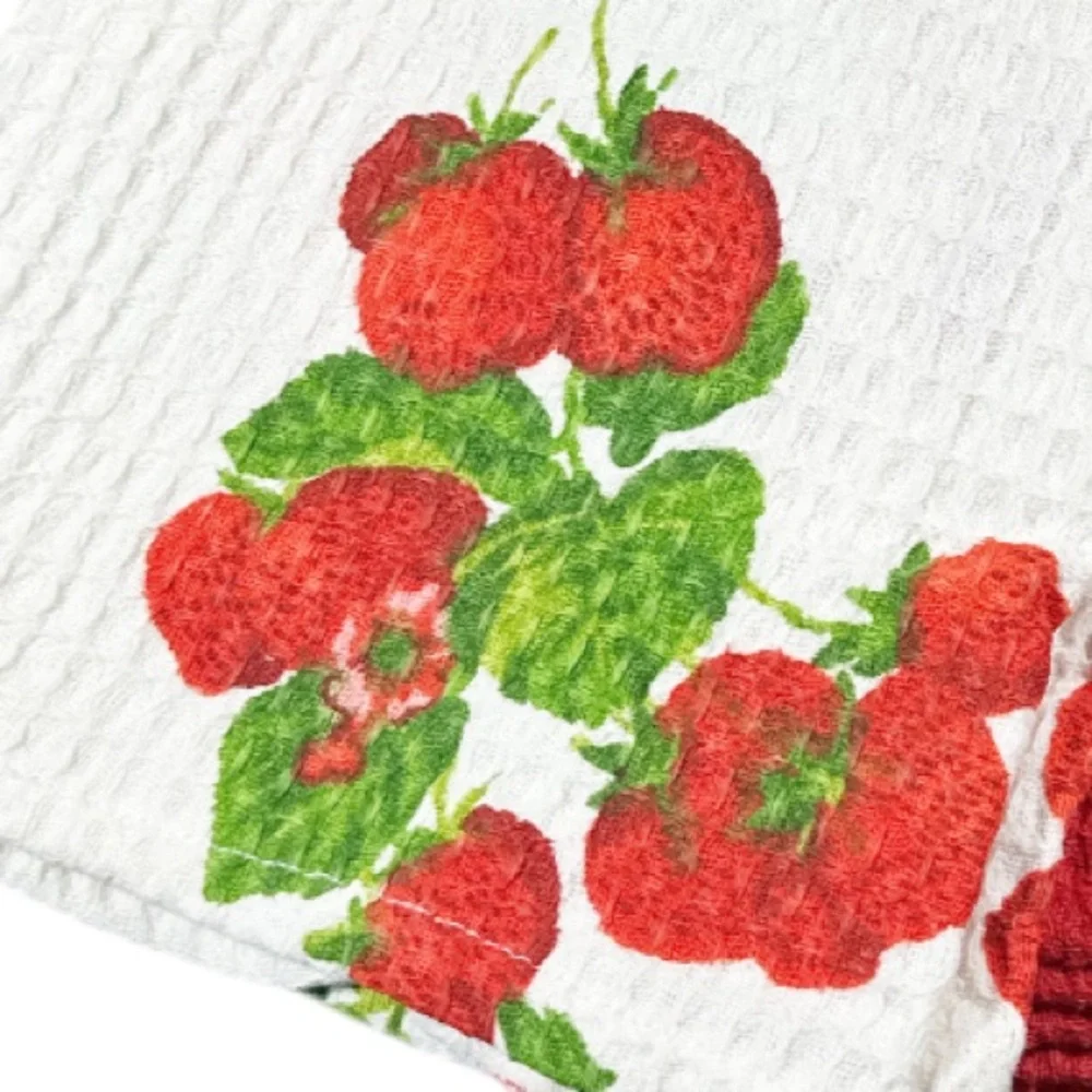 NEW April Cornell STRAWBERRY DESIGN Kitchen Towel Set/3